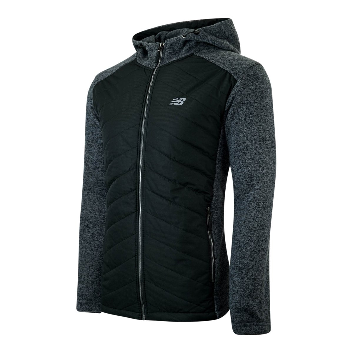 New Balance Large Men Hooded Black/Gray selling Fleece Jacket