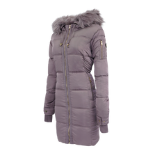 Load image into Gallery viewer, Jessica Simpson Women's Fur Trimmed Sherpa Lined Quilted Puffer Jacket Mauve L
